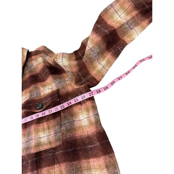 BP Brass Plum Orange Red Plaid Jacket Shacket Fall Layer Womens 2XL - Picture 5 of 6